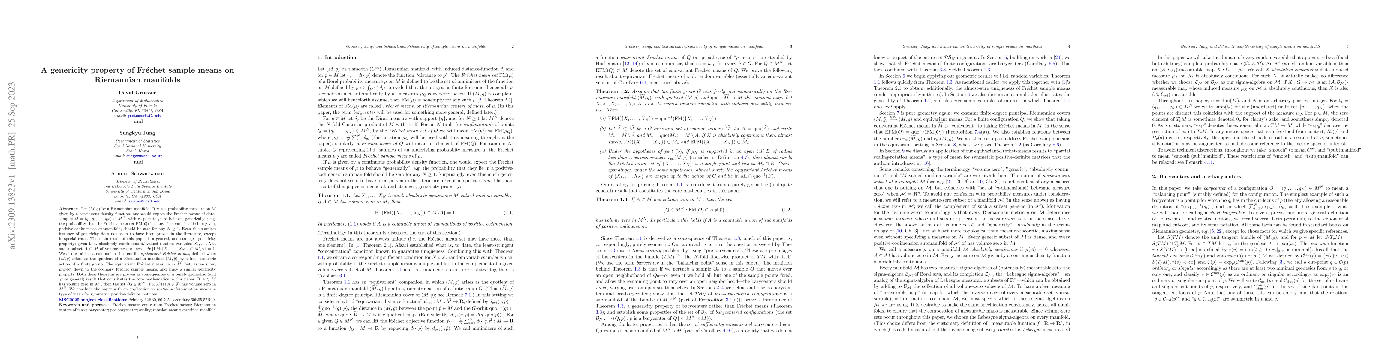 Thumbnail for A genericity property of Fr\'{e}chet sample means on Riemannian
  manifolds