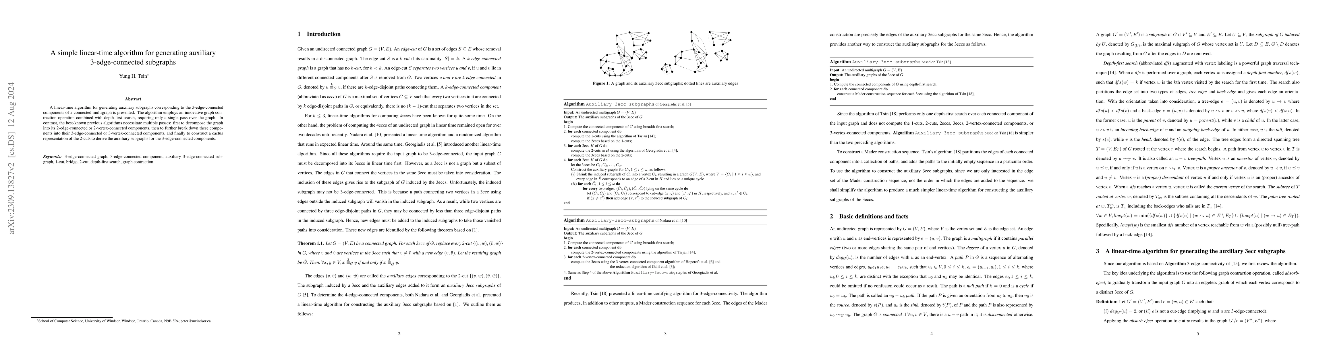 Thumbnail for A simple linear-time algorithm for generating auxiliary 3-edge-connected
  subgraphs