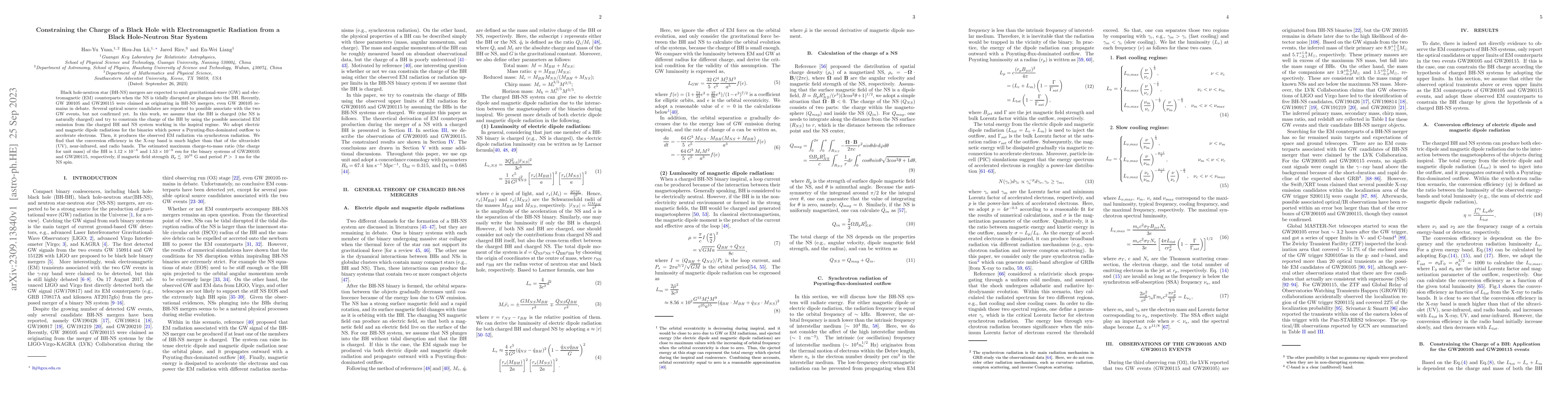 Thumbnail for Constraining the Charge of a Black Hole with Electromagnetic Radiation
  from a Black Hole-Neutron Star System