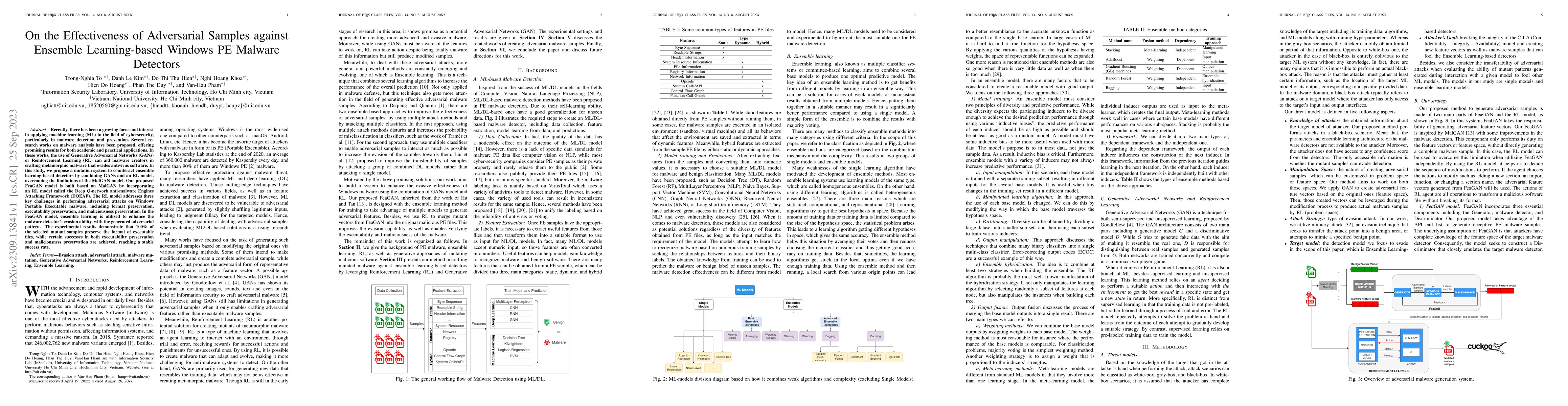 Thumbnail for On the Effectiveness of Adversarial Samples against Ensemble
  Learning-based Windows PE Malware Detectors