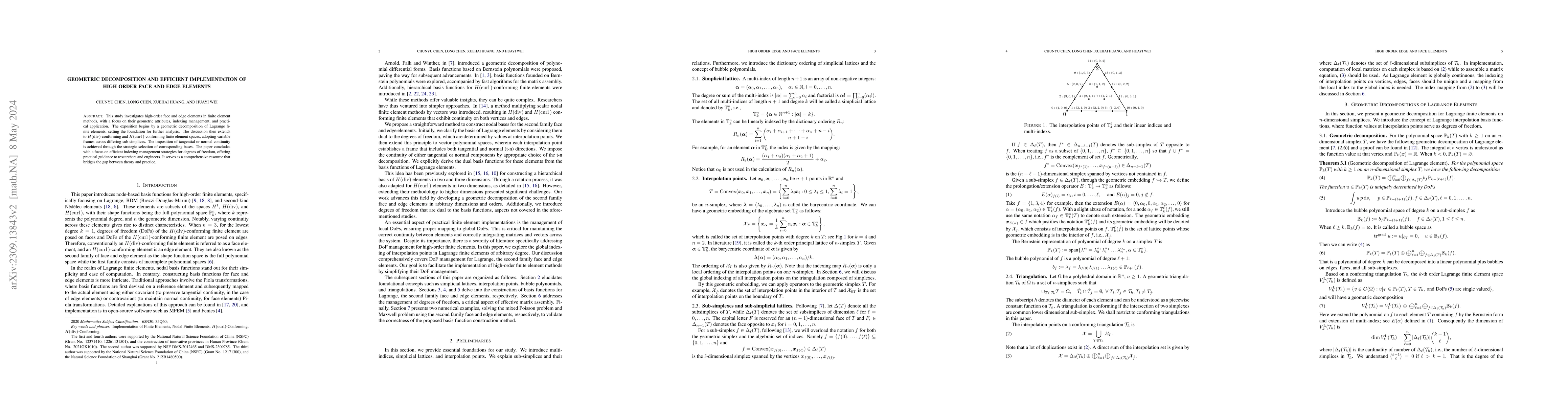 Thumbnail for Geometric Decomposition and Efficient Implementation of High Order Face
  and Edge Elements