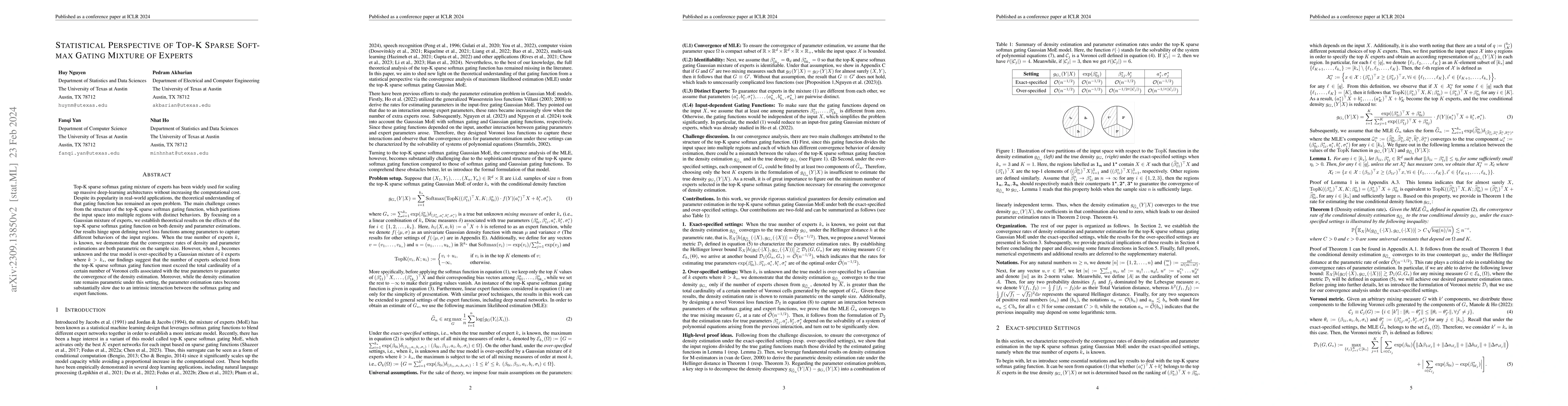 Thumbnail for Statistical Perspective of Top-K Sparse Softmax Gating Mixture of
  Experts