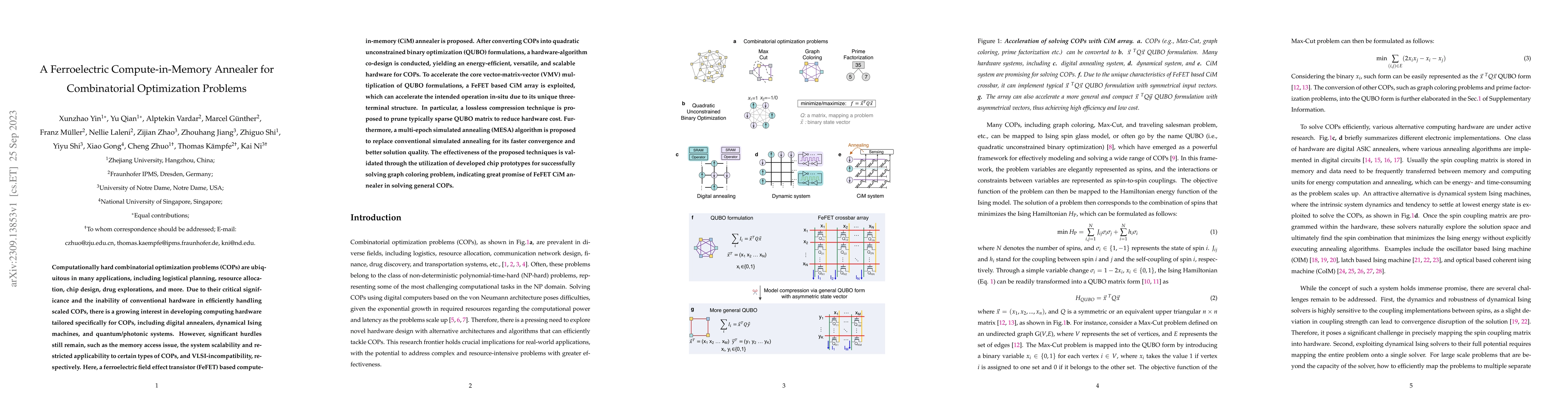 Thumbnail for A Ferroelectric Compute-in-Memory Annealer for Combinatorial
  Optimization Problems