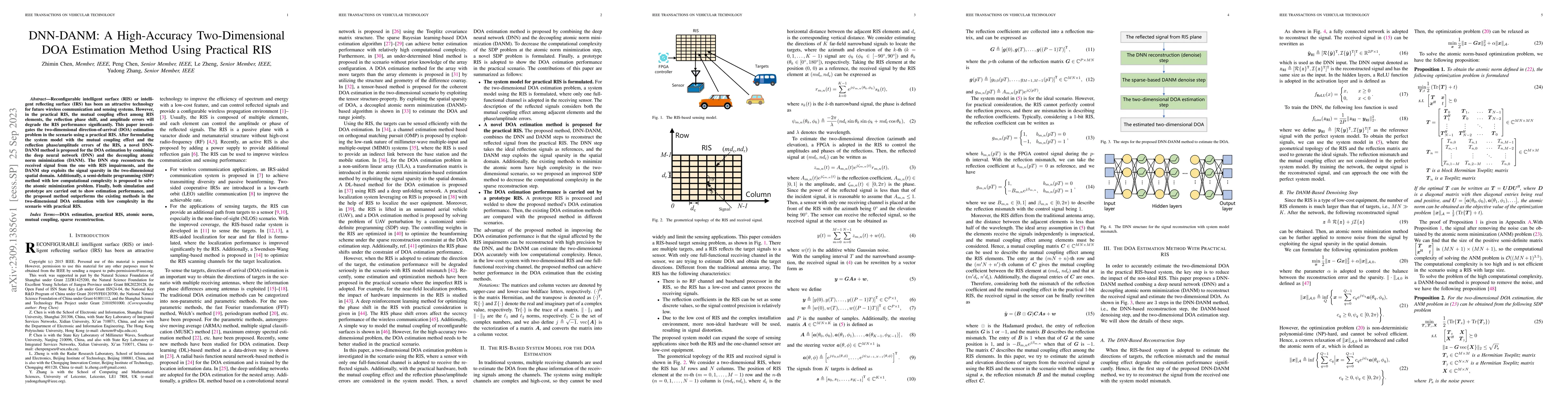 Thumbnail for DNN-DANM: A High-Accuracy Two-Dimensional DOA Estimation Method Using
  Practical RIS