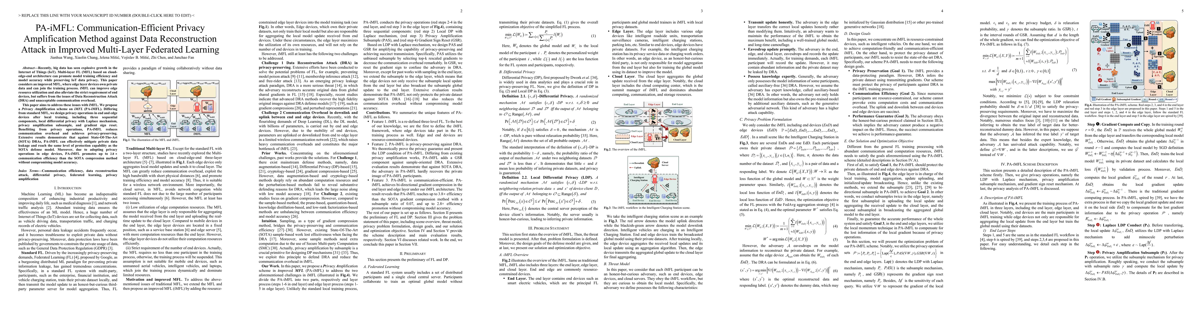 Thumbnail for PA-iMFL: Communication-Efficient Privacy Amplification Method against
  Data Reconstruction Attack in Improved Multi-Layer Federated Learning