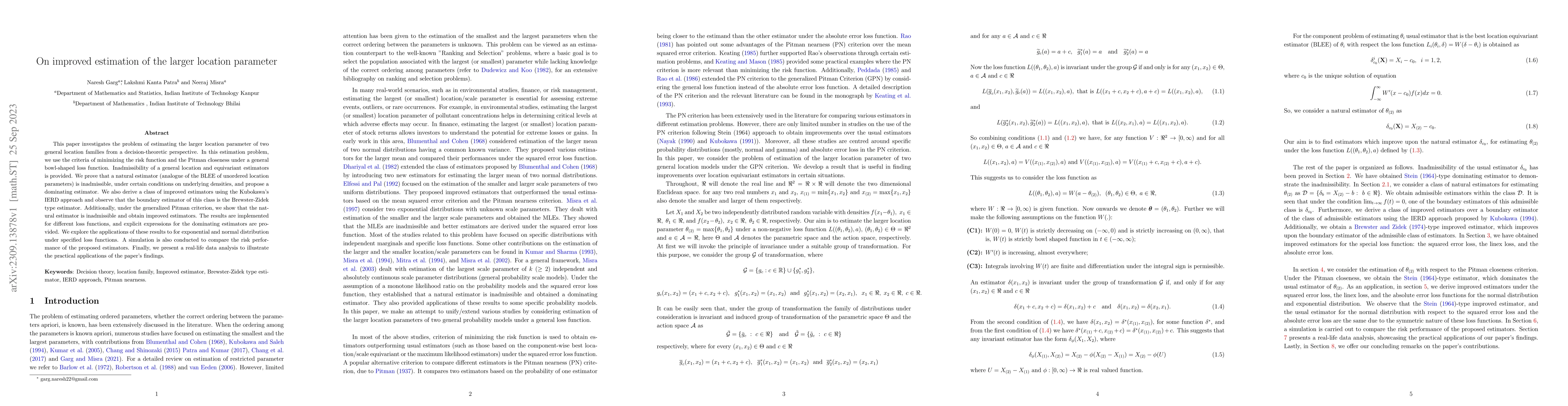 Thumbnail for On improved estimation of the larger location parameter