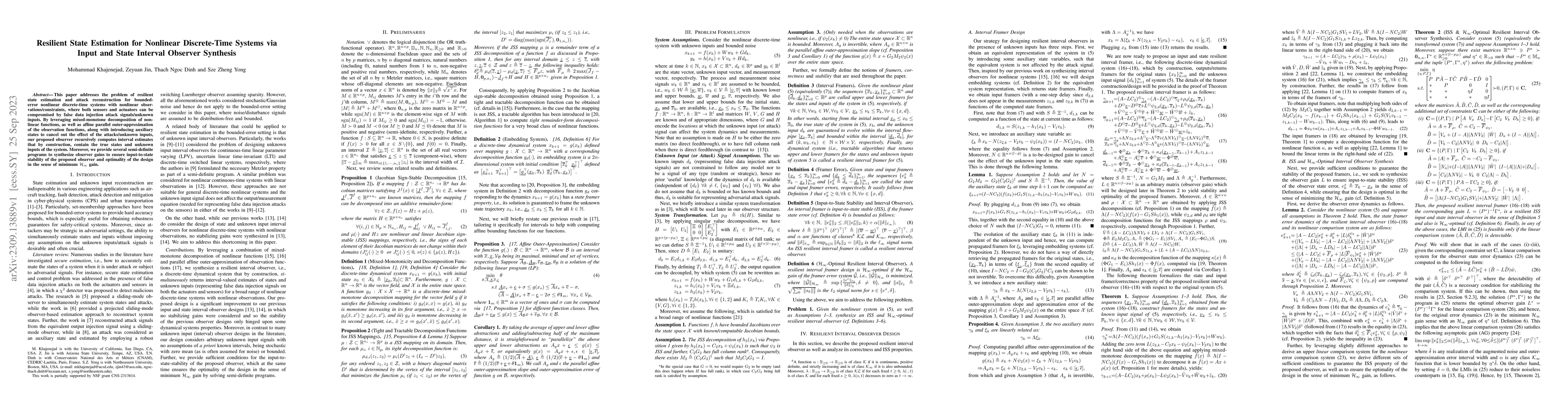 Thumbnail for Resilient State Estimation for Nonlinear Discrete-Time Systems via Input
  and State Interval Observer Synthesis