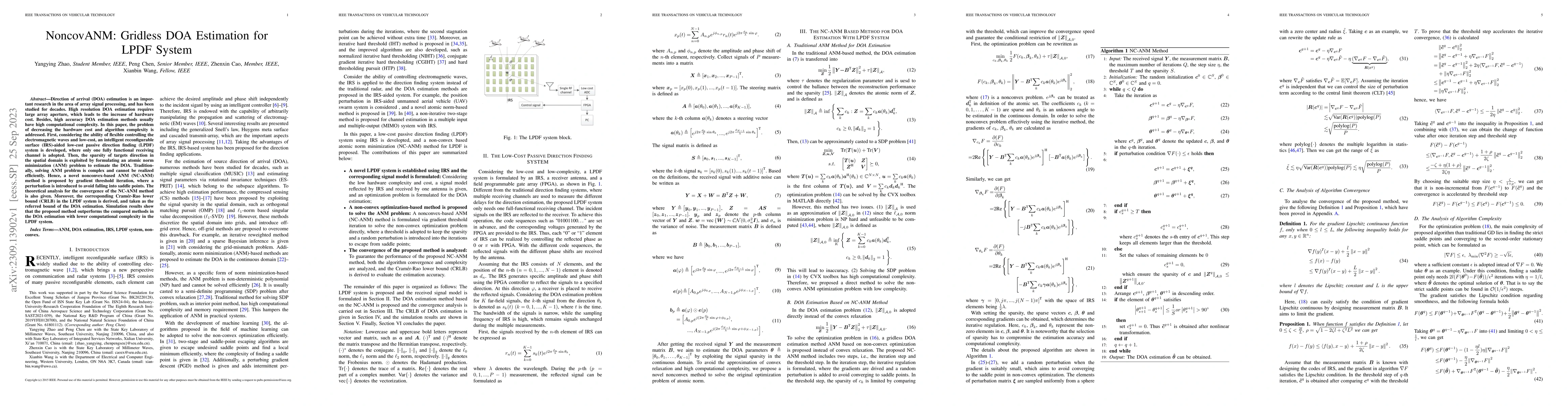Thumbnail for NoncovANM: Gridless DOA Estimation for LPDF System