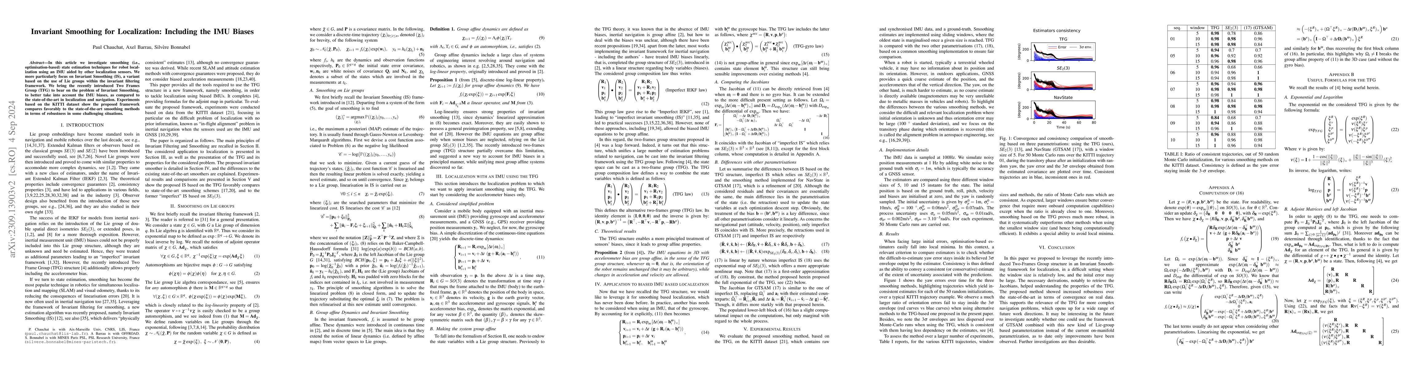 Thumbnail for Invariant Smoothing for Localization: Including the IMU Biases