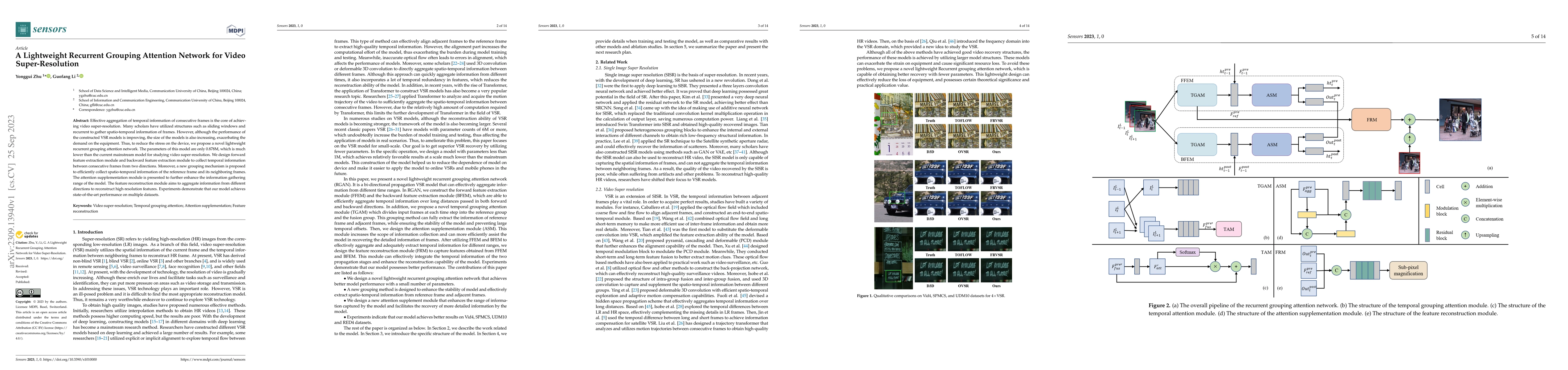 Thumbnail for A Lightweight Recurrent Grouping Attention Network for Video
  Super-Resolution