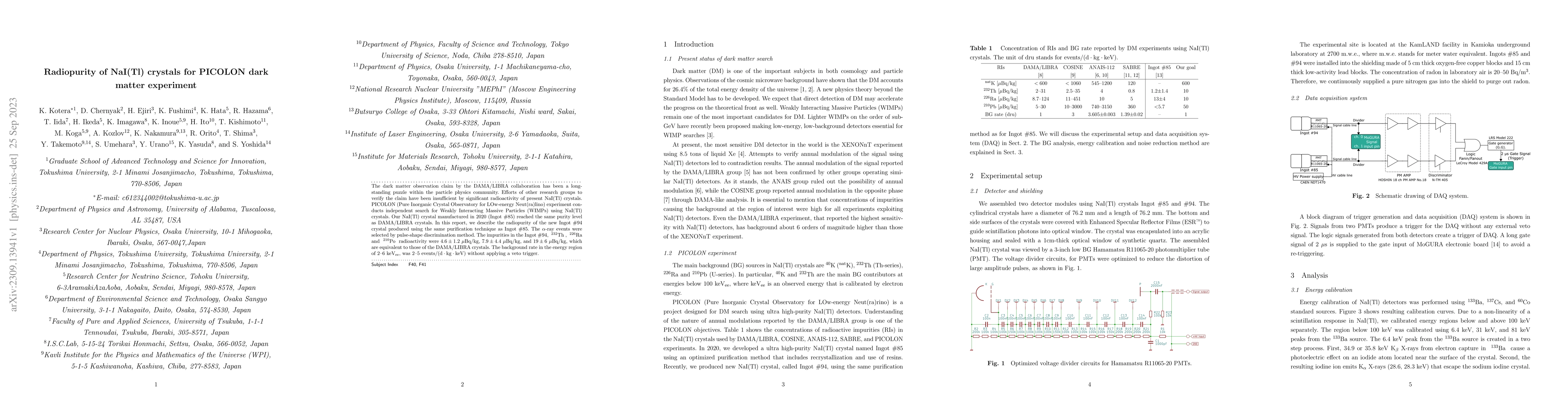 Thumbnail for Radiopurity of NaI(Tl) crystals for PICOLON dark matter experiment