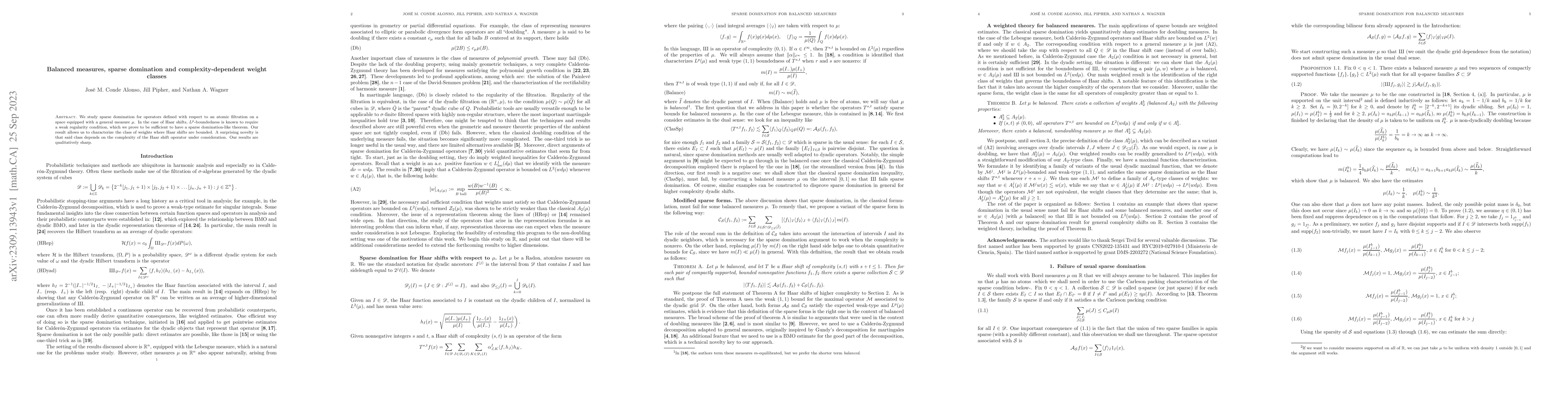 Thumbnail for Balanced measures, sparse domination and complexity-dependent weight
  classes