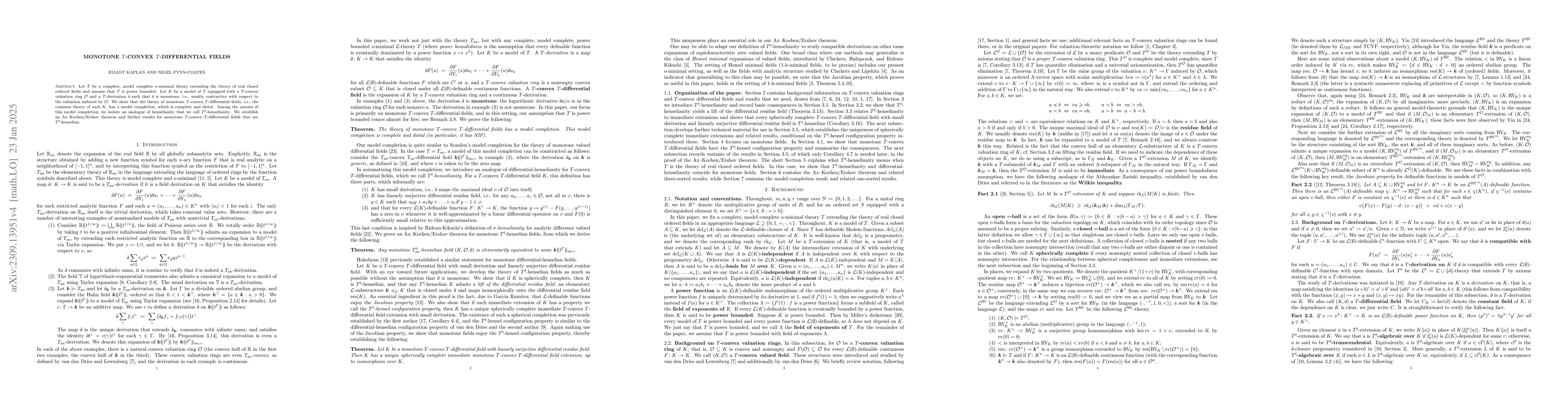 Thumbnail for Monotone $T$-convex $T$-differential fields
