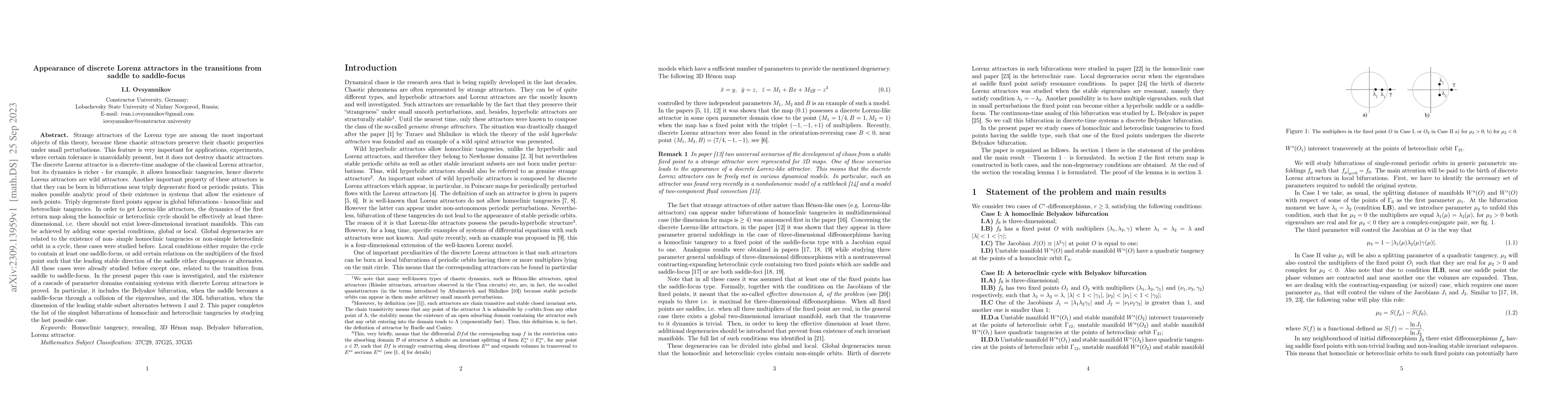 Thumbnail for Appearance of discrete Lorenz attractors in the transitions from saddle
  to saddle-focus