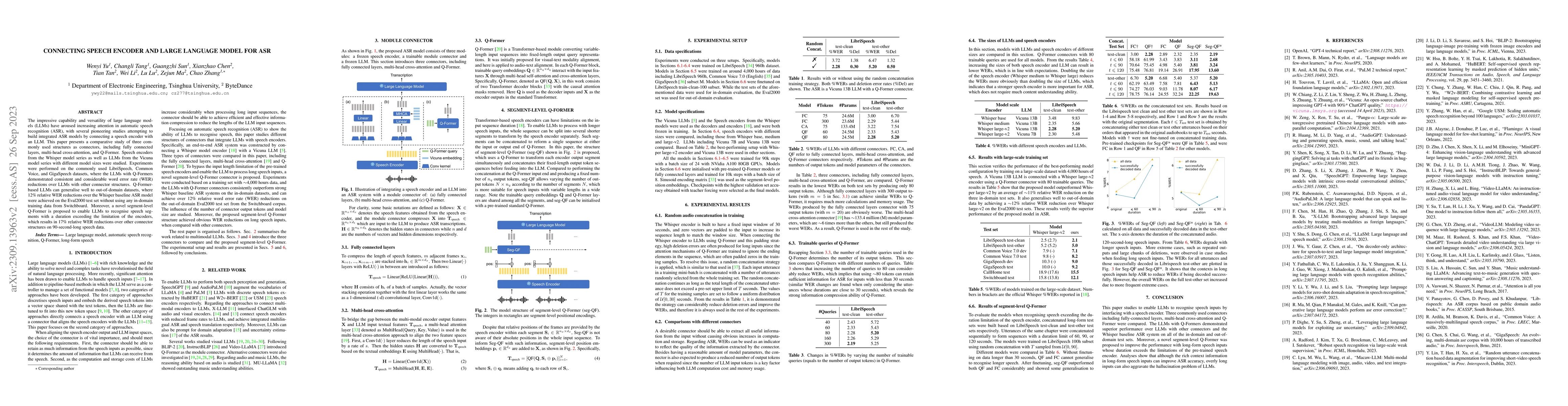 Thumbnail for Connecting Speech Encoder and Large Language Model for ASR