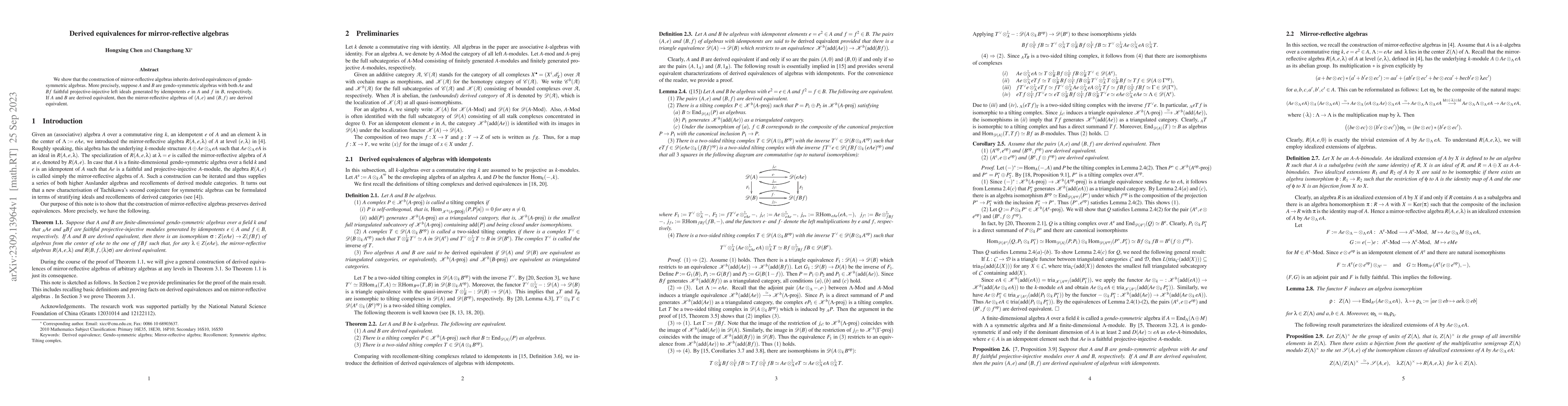 Thumbnail for Derived equivalences for mirror-reflective algebras