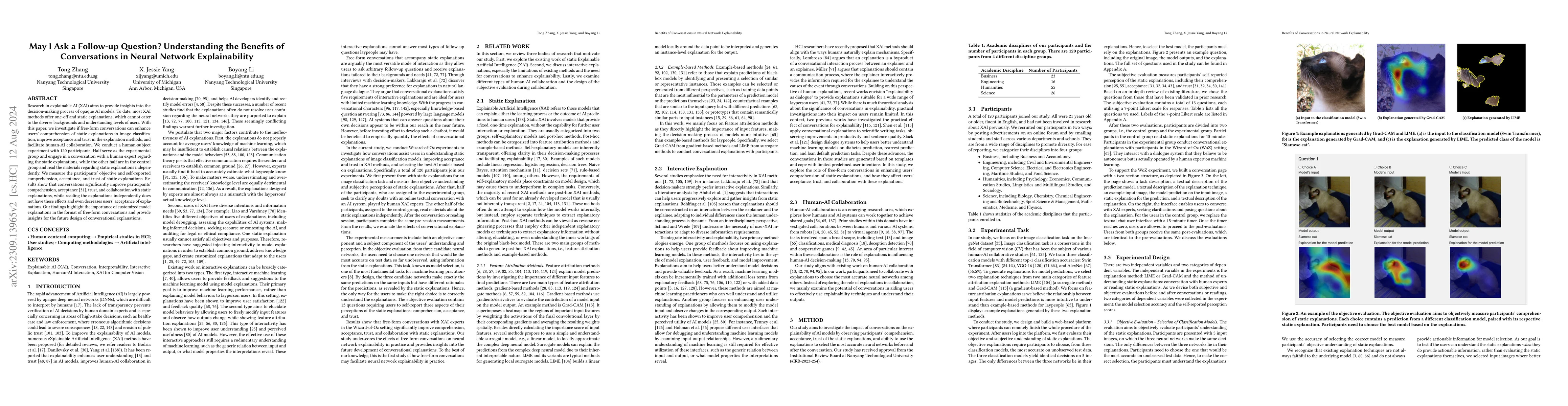 Thumbnail for May I Ask a Follow-up Question? Understanding the Benefits of
  Conversations in Neural Network Explainability
