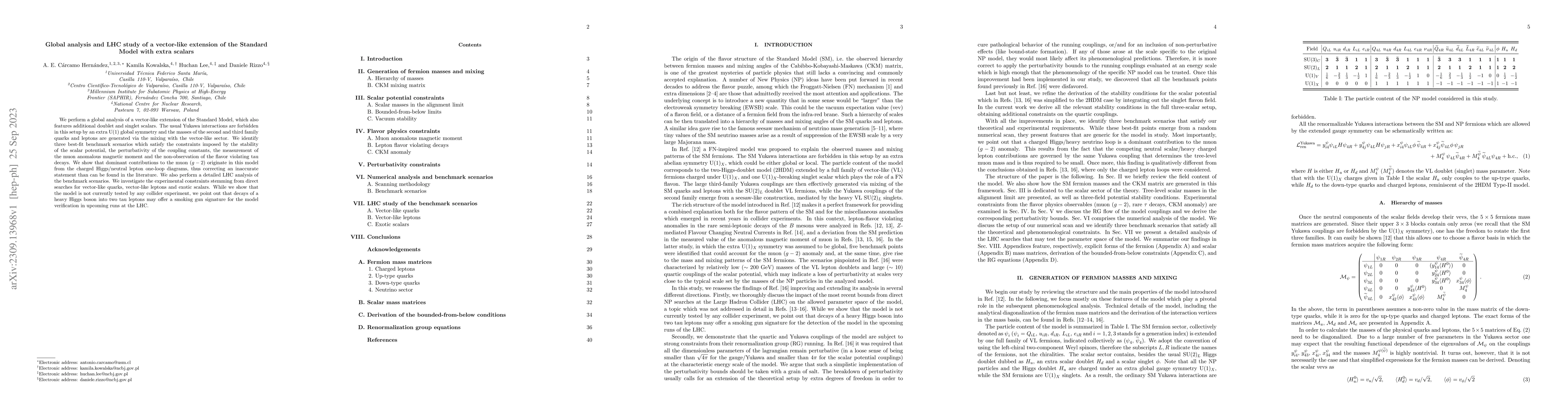 Thumbnail for Global analysis and LHC study of a vector-like extension of the Standard
  Model with extra scalars