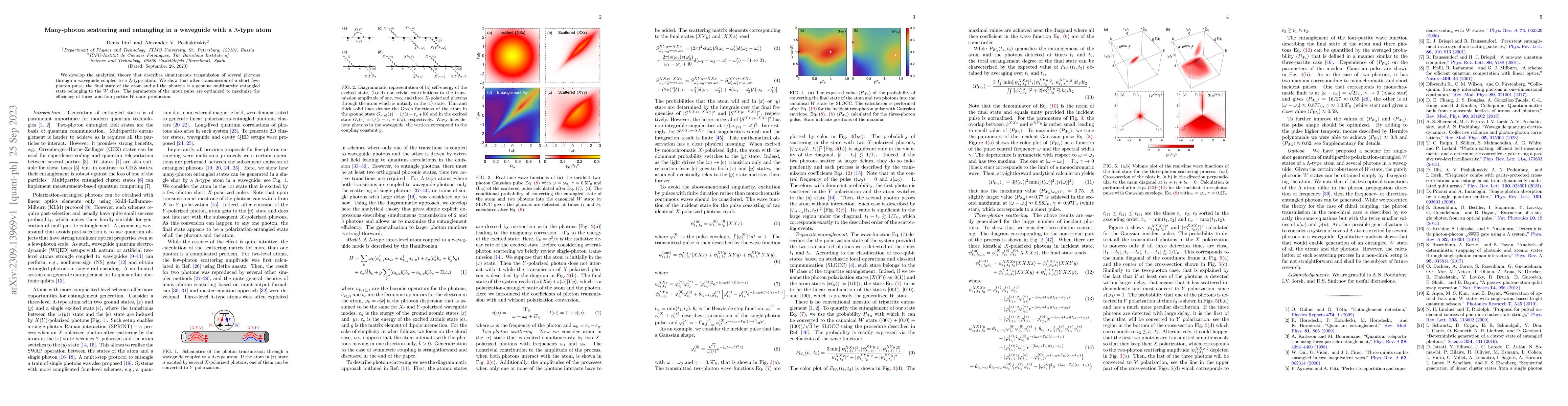 Thumbnail for Many-photon scattering and entangling in a waveguide with a
  {\Lambda}-type atom