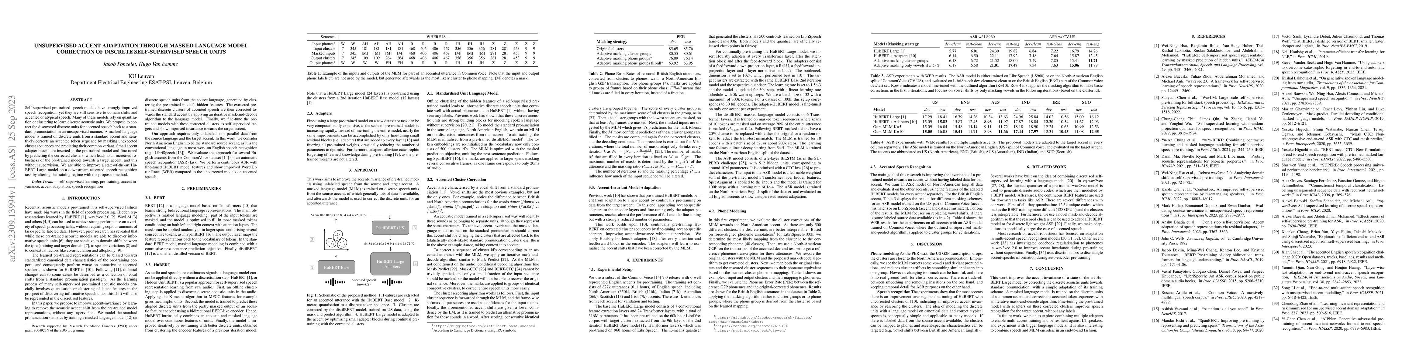 Thumbnail for Unsupervised Accent Adaptation Through Masked Language Model Correction
  Of Discrete Self-Supervised Speech Units