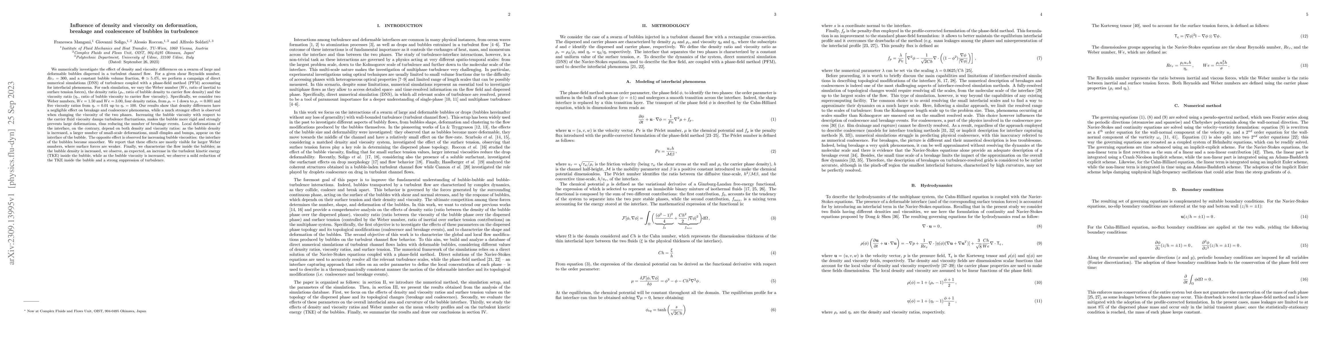 Thumbnail for Influence of density and viscosity on deformation, breakage, and
  coalescence of bubbles in turbulence