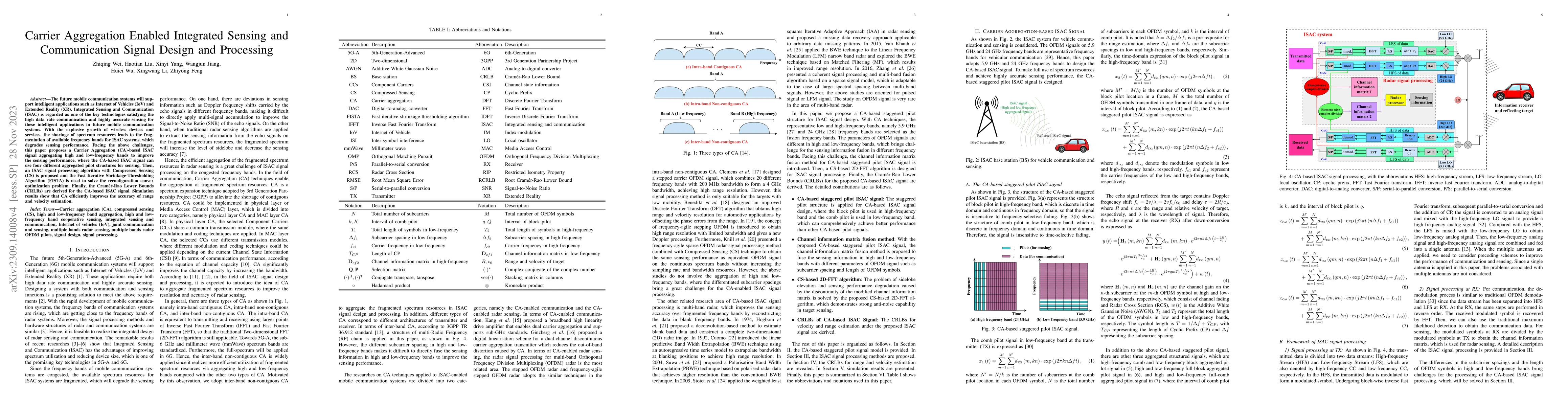 Thumbnail for Carrier Aggregation Enabled Integrated Sensing and Communication Signal
  Design and Processing
