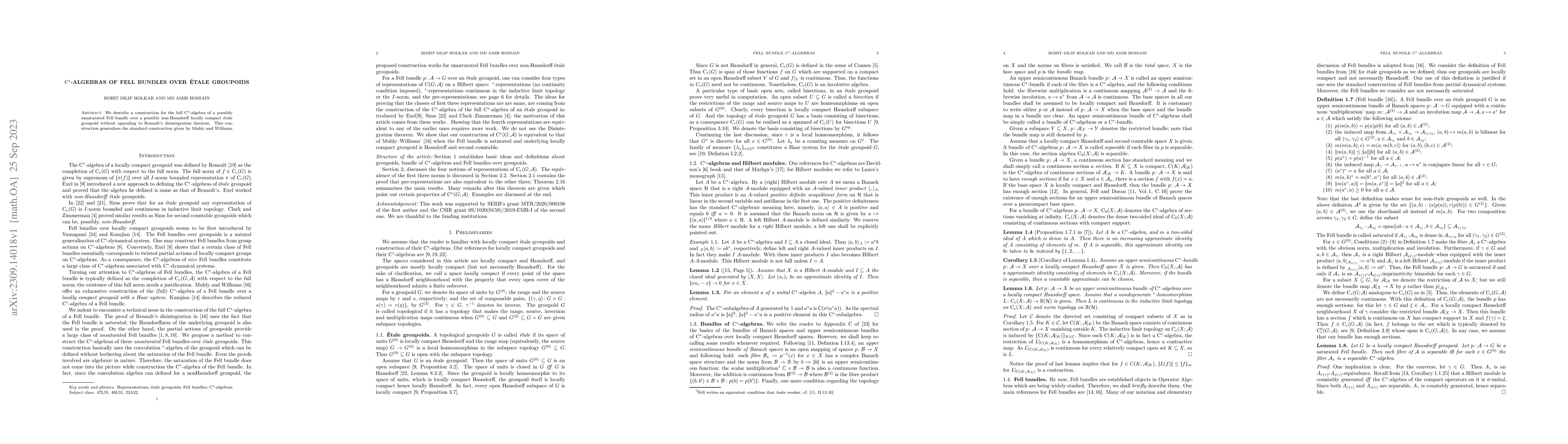 Thumbnail for C$^*$-algebras of Fell bundles over \'etale groupoids
