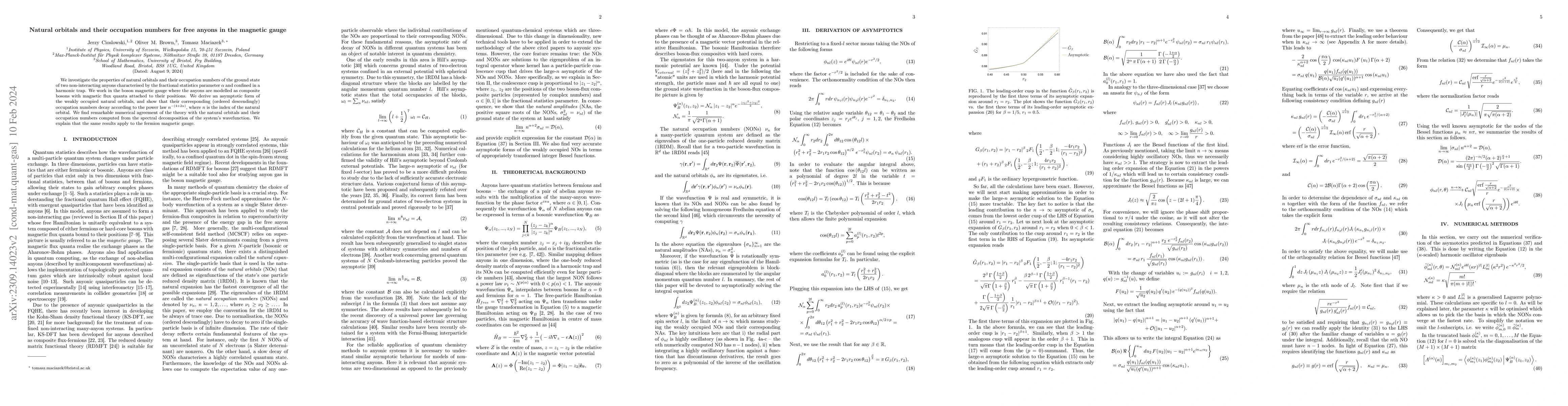Thumbnail for Natural orbitals and their occupation numbers for free anyons in the
  magnetic gauge