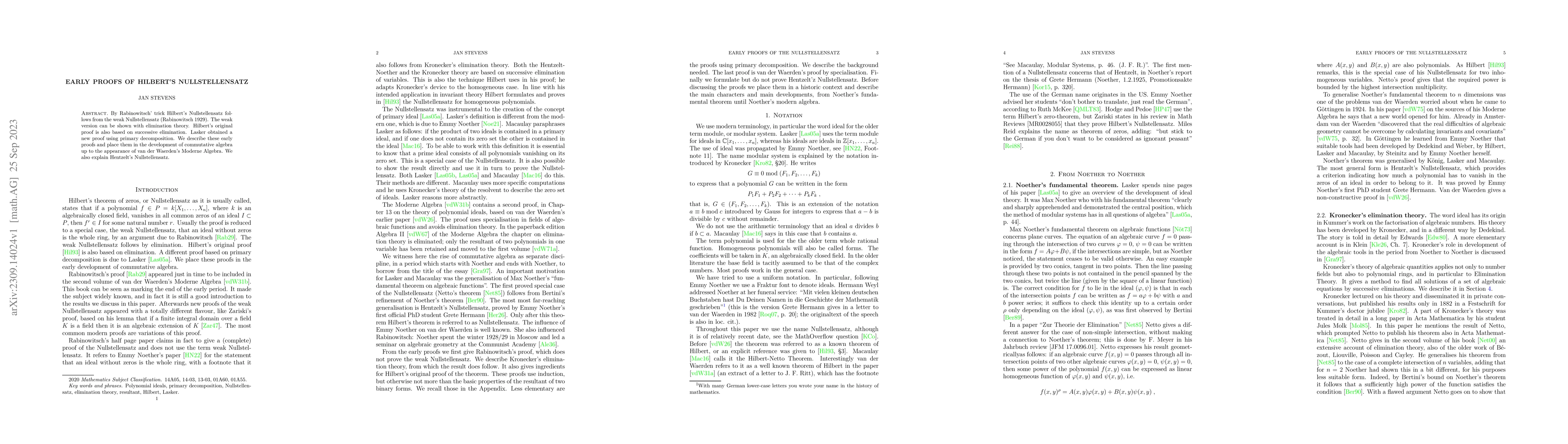 Thumbnail for Early proofs of Hilbert's Nullstellensatz