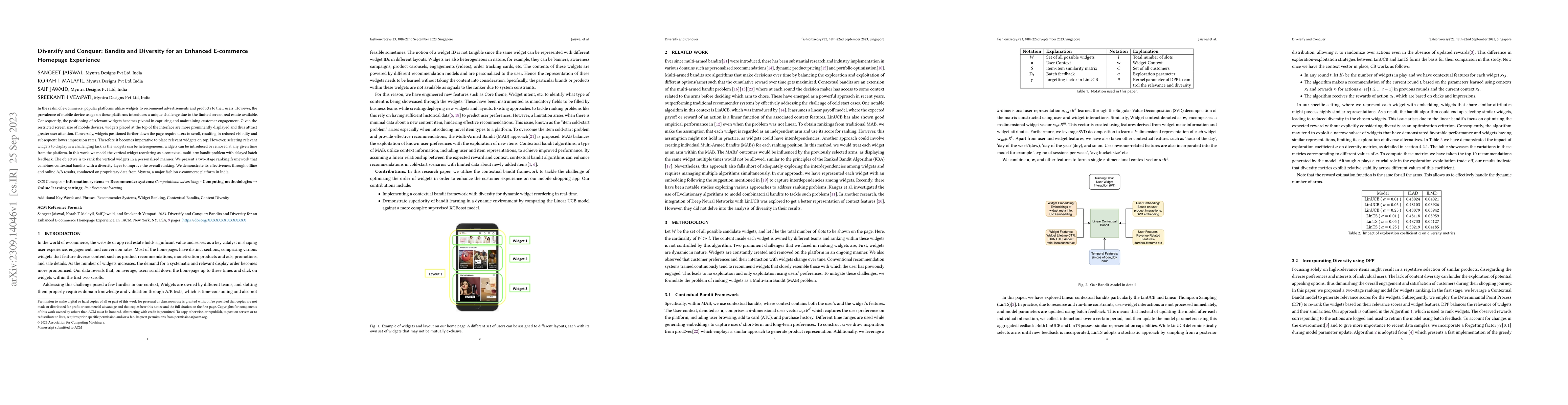 Thumbnail for Diversify and Conquer: Bandits and Diversity for an Enhanced E-commerce
  Homepage Experience
