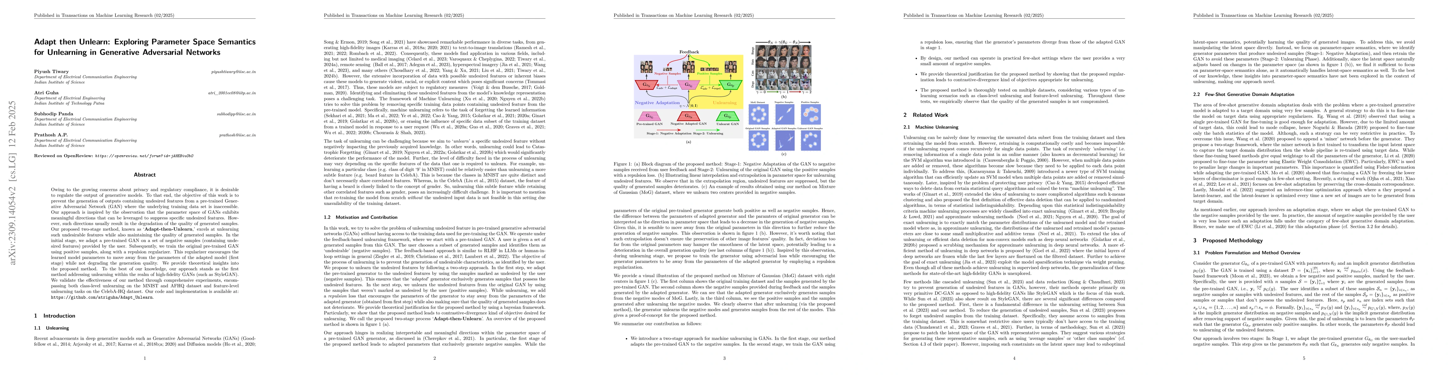 Thumbnail for Adapt then Unlearn: Exploiting Parameter Space Semantics for Unlearning
  in Generative Adversarial Networks