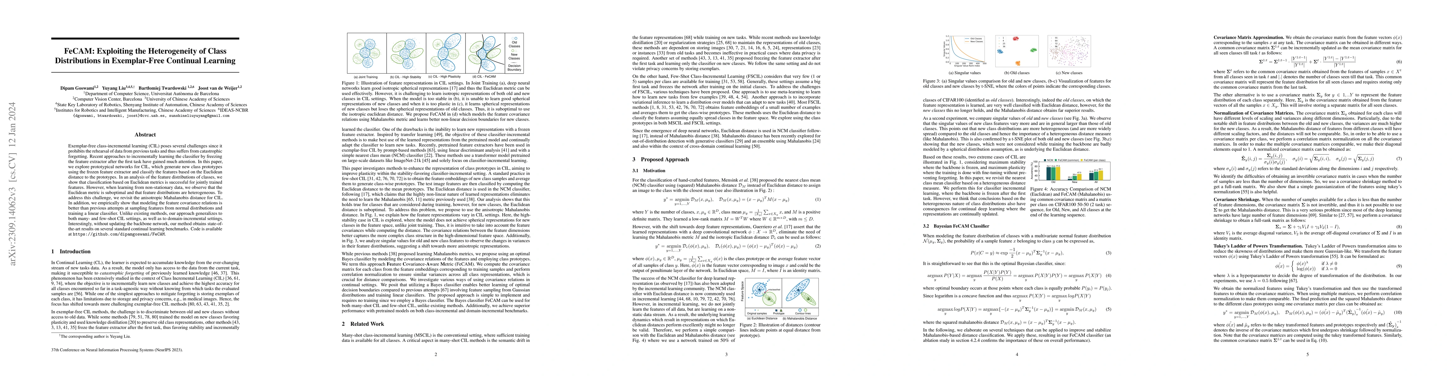 Thumbnail for FeCAM: Exploiting the Heterogeneity of Class Distributions in
  Exemplar-Free Continual Learning