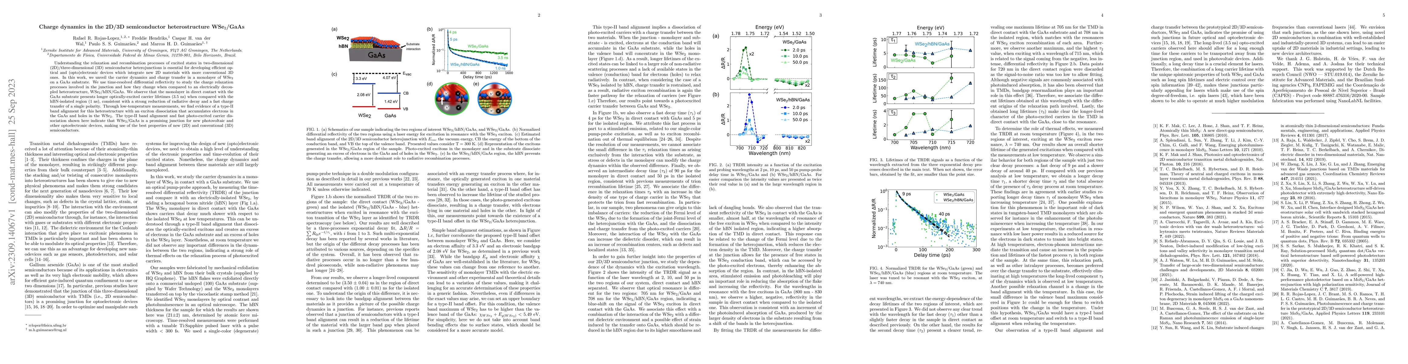 Thumbnail for Charge dynamics in the 2D/3D semiconductor heterostructure WSe$_2$/GaAs