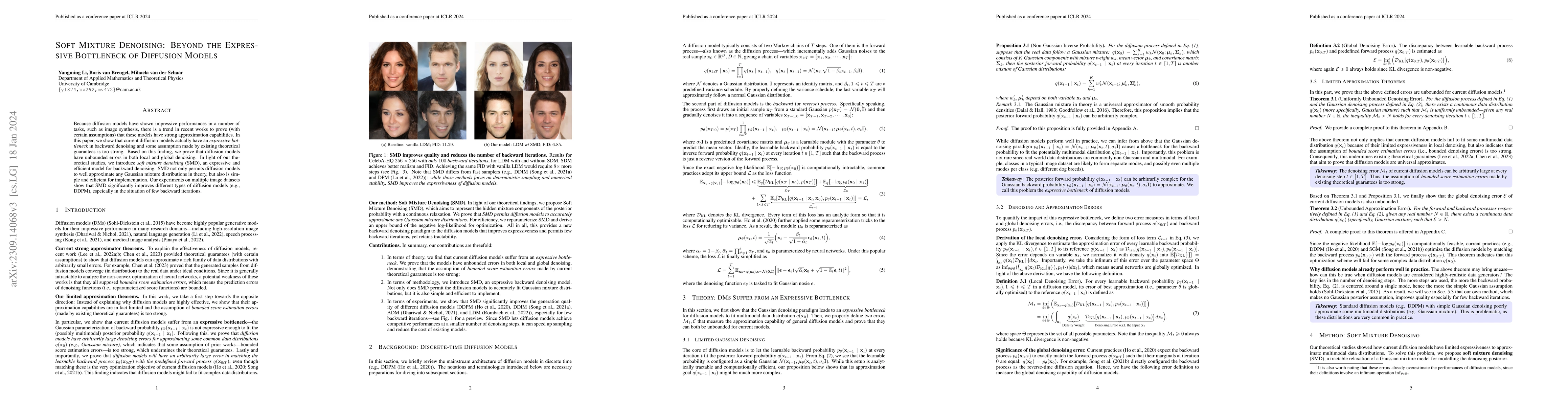 Thumbnail for Soft Mixture Denoising: Beyond the Expressive Bottleneck of Diffusion
  Models