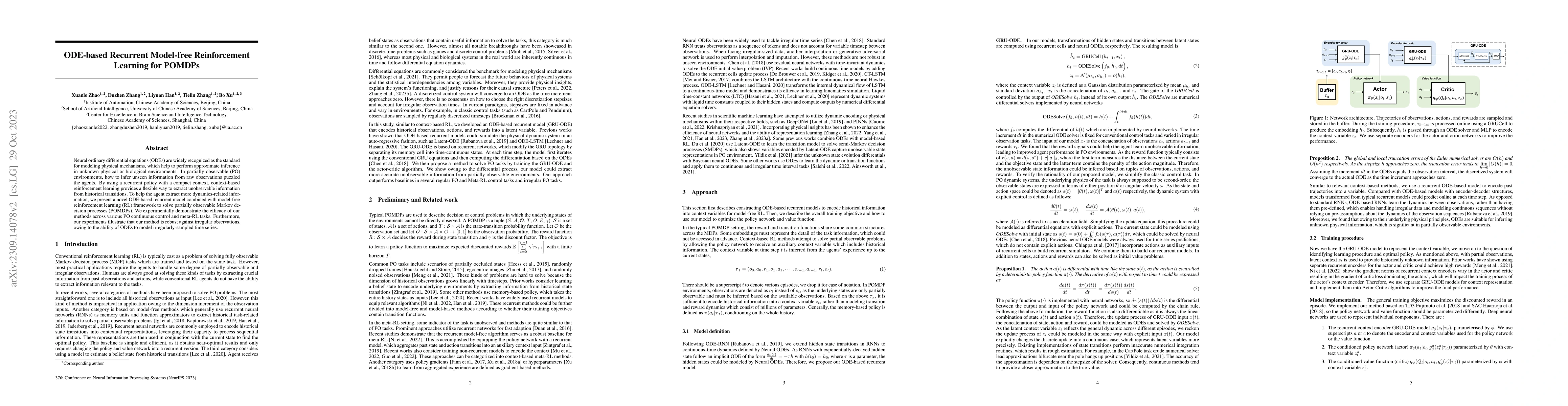 Thumbnail for ODE-based Recurrent Model-free Reinforcement Learning for POMDPs