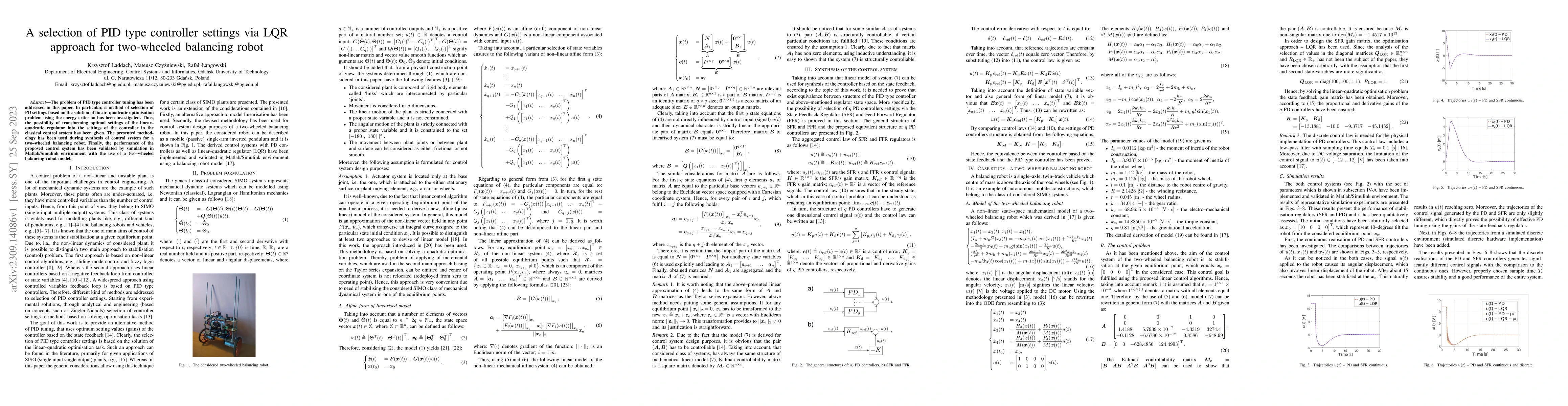 Thumbnail for A selection of PID type controller settings via LQR approach for
  two-wheeled balancing robot