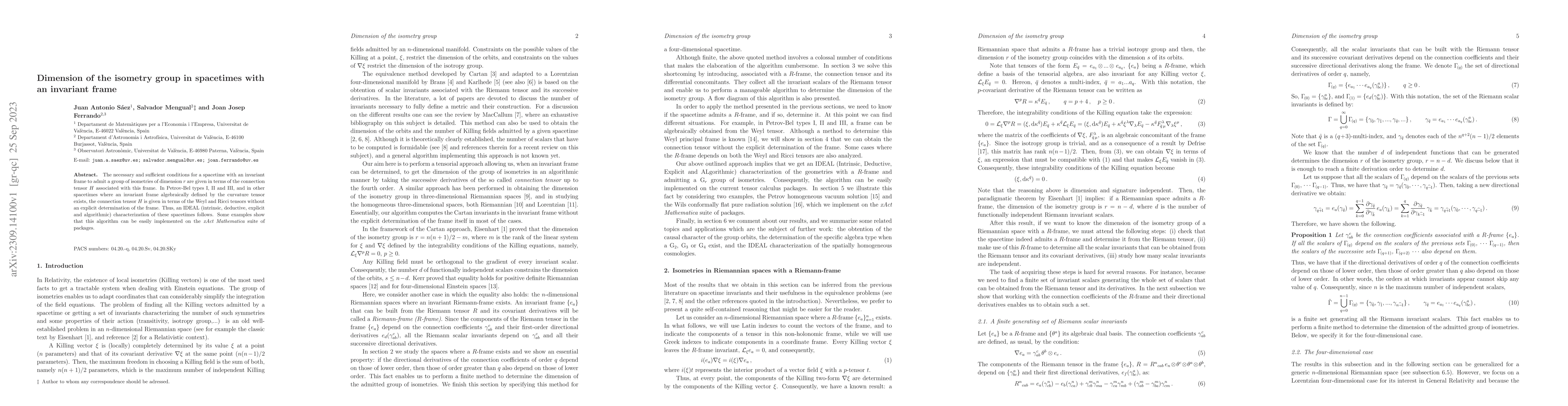 Thumbnail for Dimension of the isometry group in spacetimes with an invariant frame