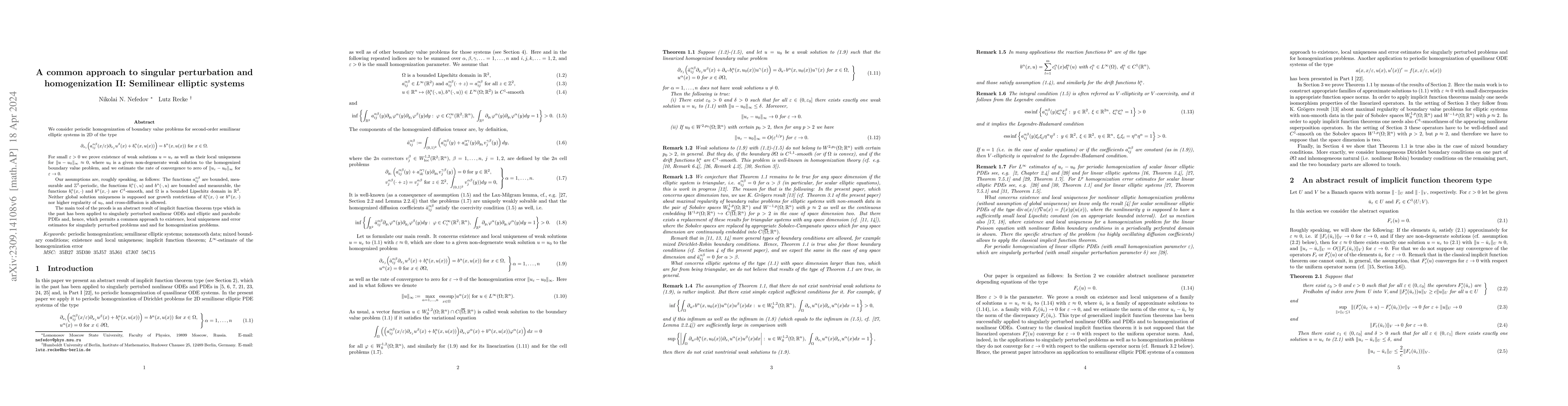Thumbnail for A Common Approach to Singular Perturbation and Homogenization II:
  Semilinear Elliptic Systems