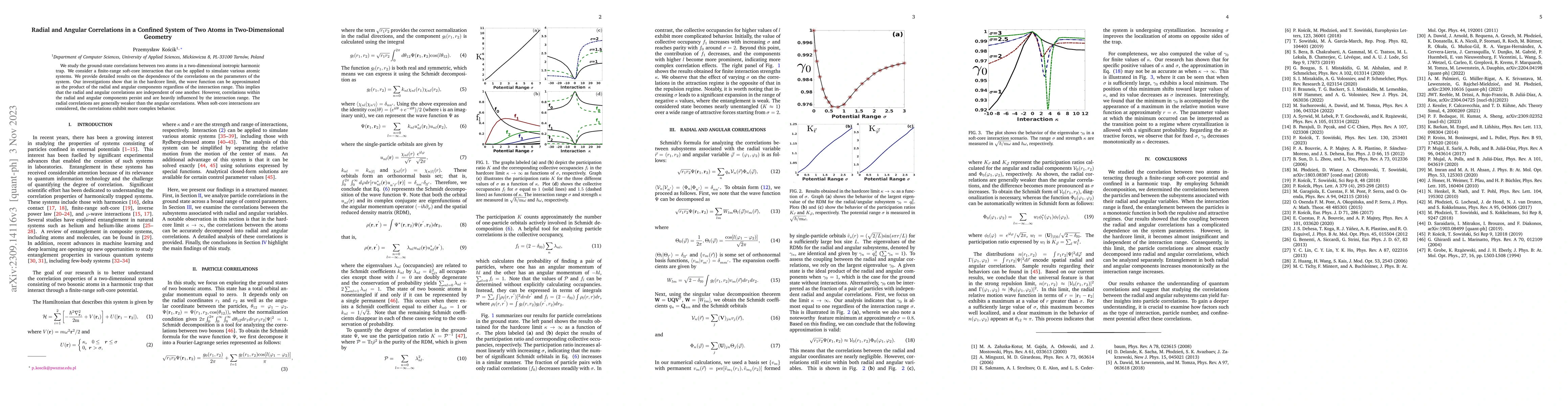 Thumbnail for Radial and Angular Correlations in a Confined System of Two Atoms in a
  Two-Dimensional Geometry