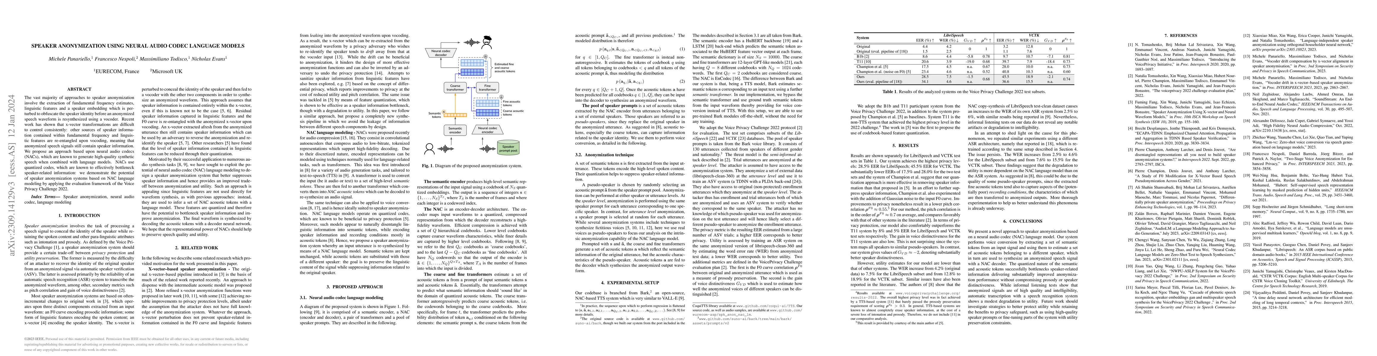 Thumbnail for Speaker anonymization using neural audio codec language models