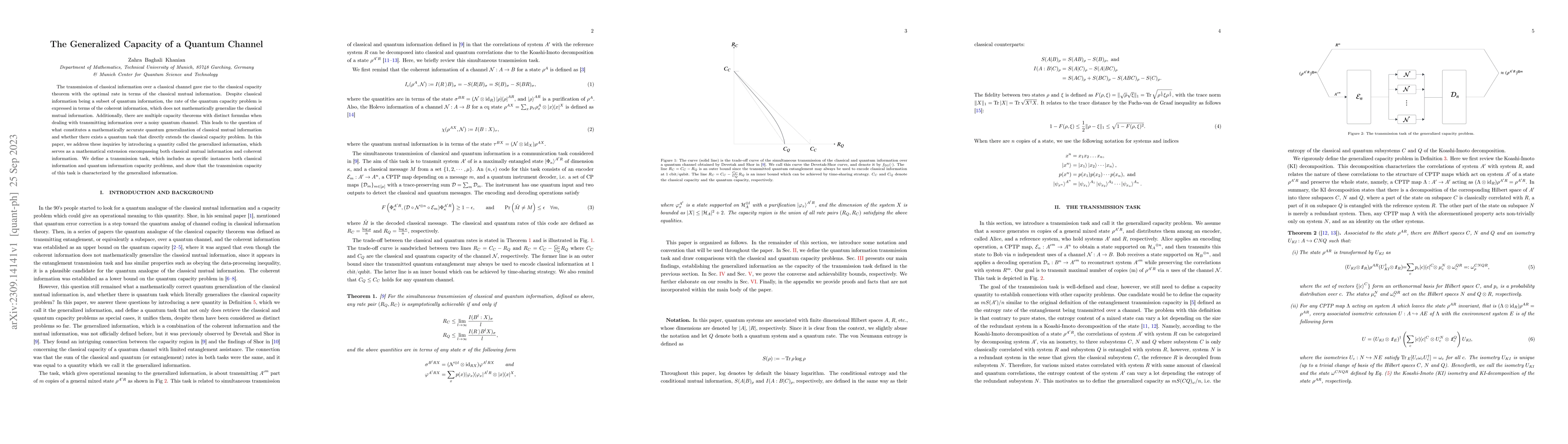 Thumbnail for The Generalized Capacity of a Quantum Channel