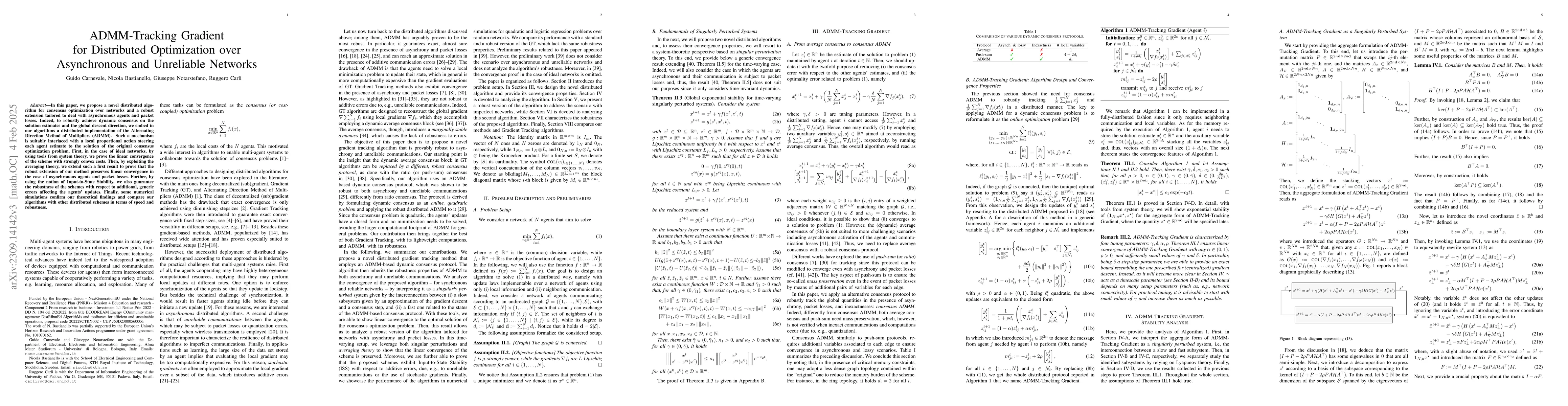 Thumbnail for ADMM-Tracking Gradient for Distributed Optimization over Asynchronous
  and Unreliable Networks