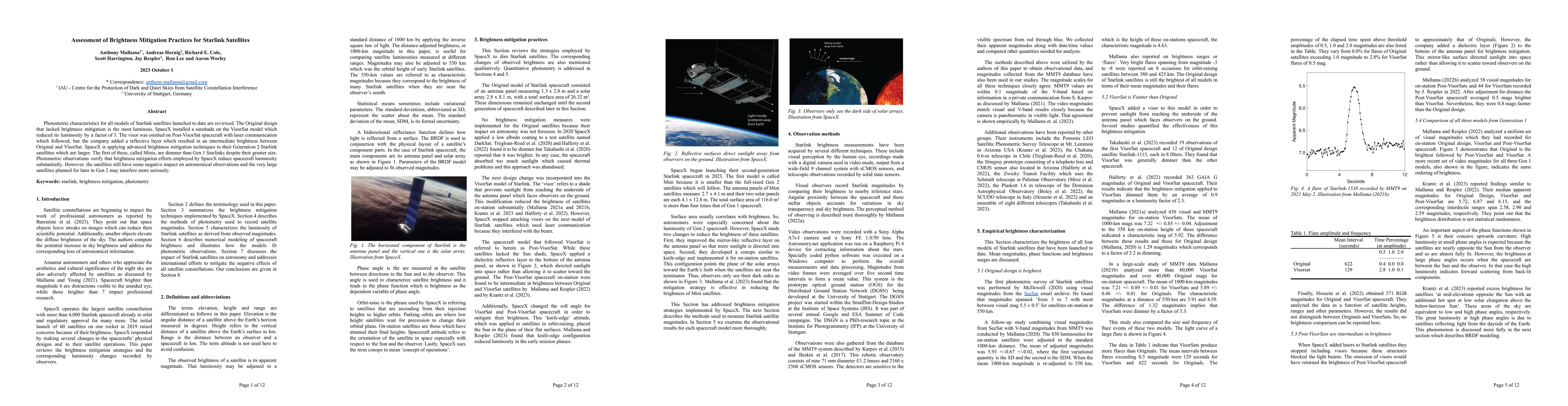 Thumbnail for Assessment of Brightness Mitigation Practices for Starlink Satellites