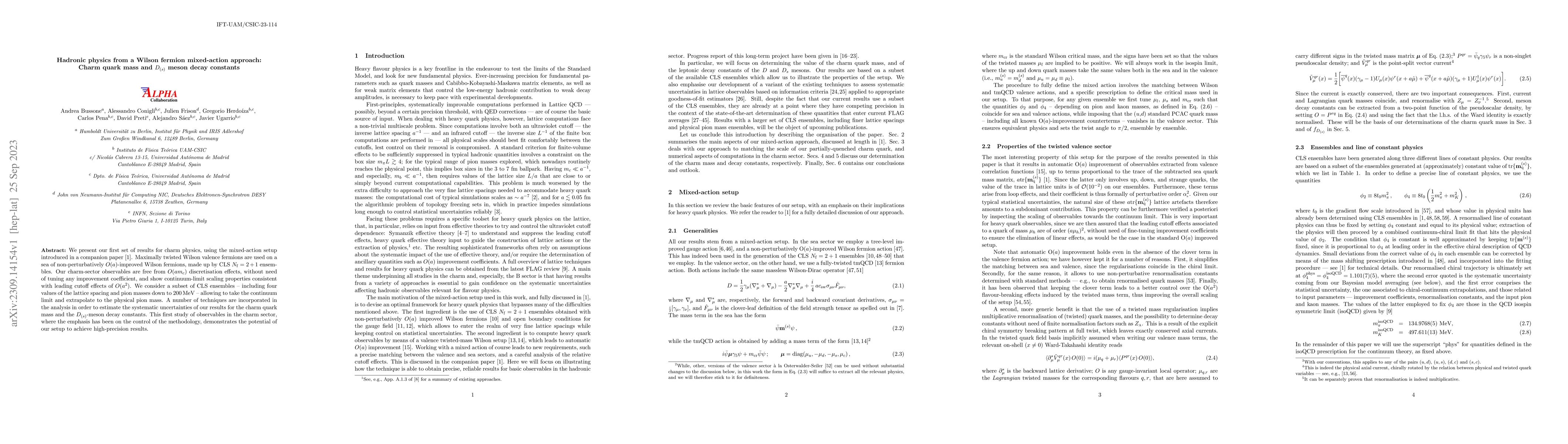 Thumbnail for Hadronic physics from a Wilson fermion mixed-action approach: Charm
  quark mass and $D_{(s)}$ meson decay constants