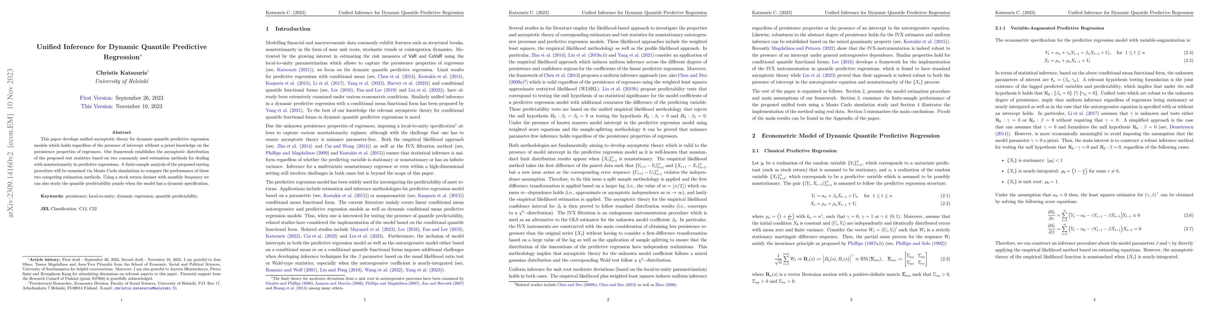 Thumbnail for Unified Inference for Dynamic Quantile Predictive Regression