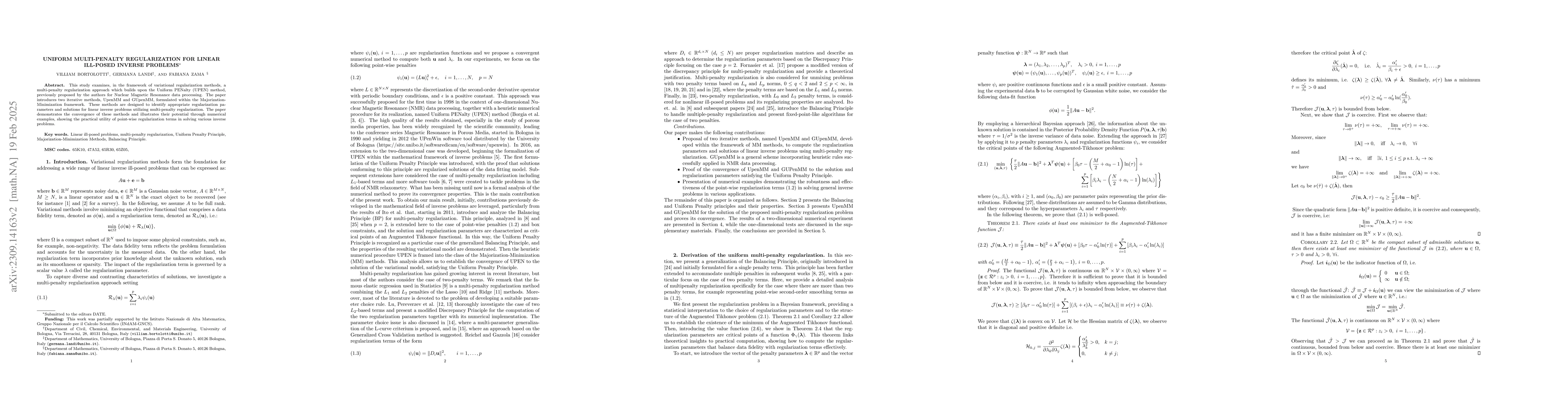 Thumbnail for Uniform multi-penalty regularization for linear ill-posed inverse
  problems