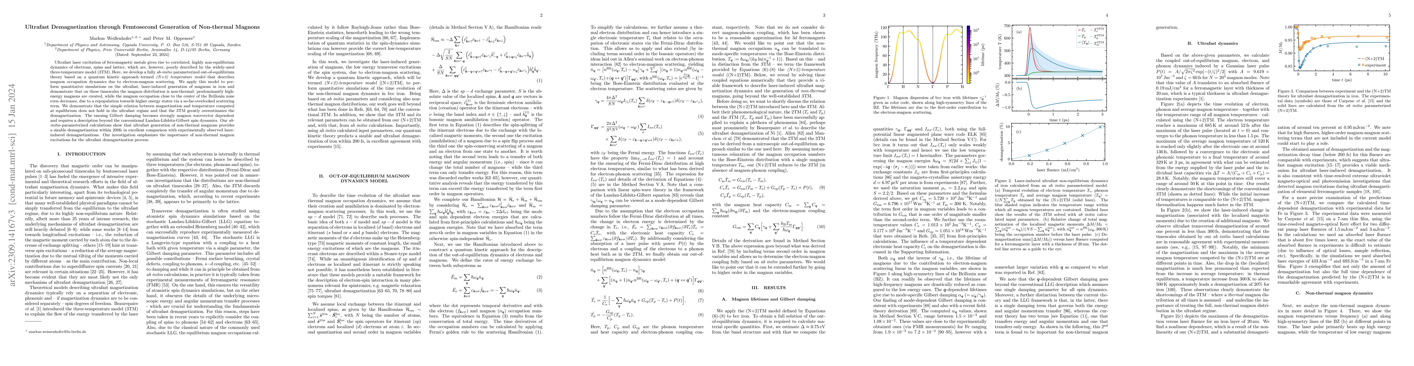 Thumbnail for Ultrafast Demagnetization through Femtosecond Generation of Non-thermal
  Magnons