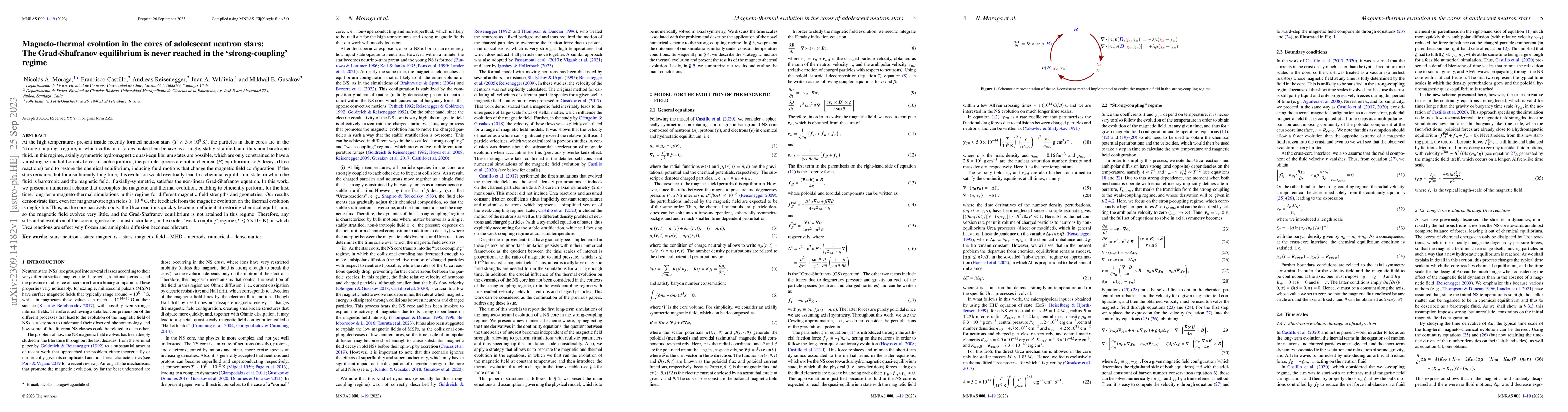 Thumbnail for Magneto-thermal evolution in the cores of adolescent neutron stars: The
  Grad-Shafranov equilibrium is never reached in the 'strong-coupling' regime