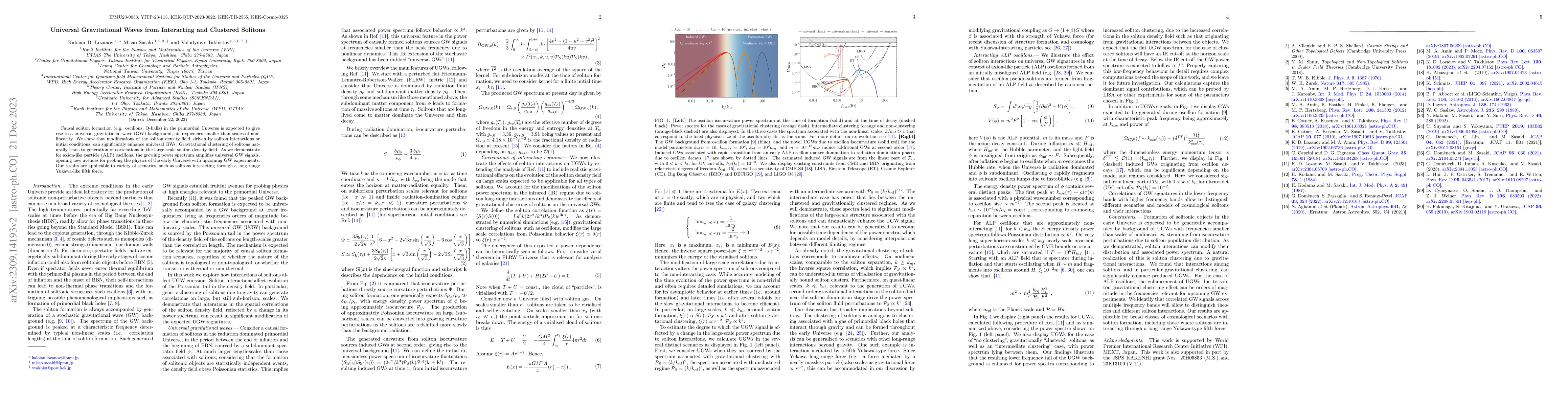 Thumbnail for Universal Gravitational Waves from Interacting and Clustered Solitons