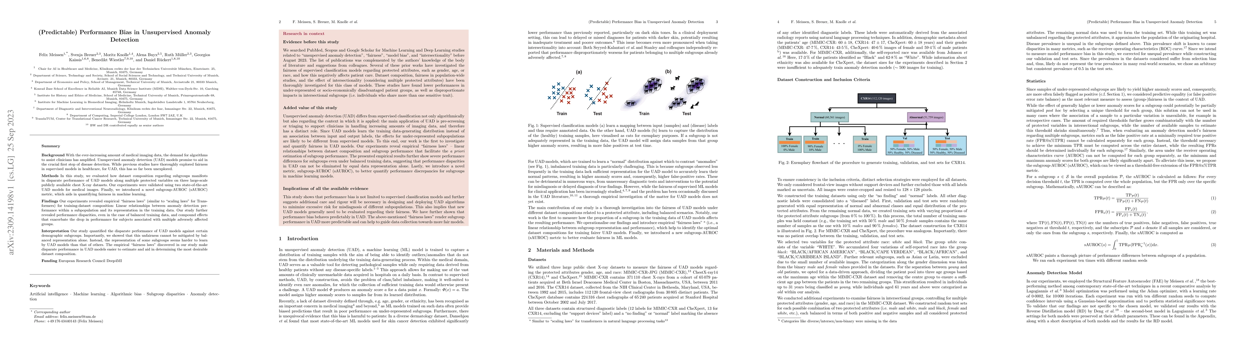 Thumbnail for (Predictable) Performance Bias in Unsupervised Anomaly Detection